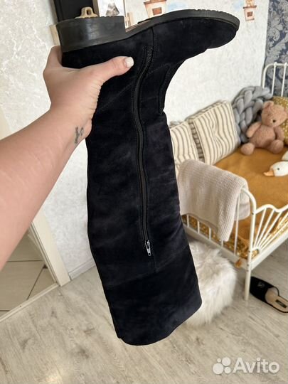Ботфорты / сапоги зима натуральная замша / кожа