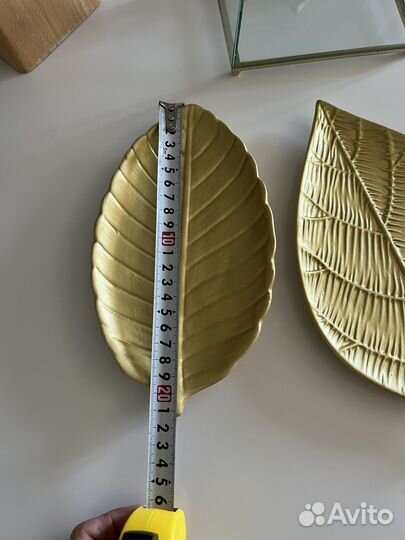 Декоративные тарелки лист золото