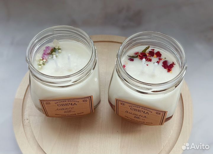 Свечи прозрачные с сухоцветами / ручная работа