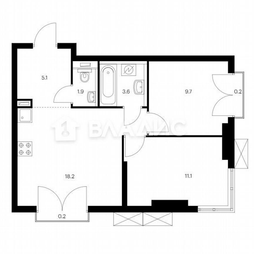 2-к. квартира, 50 м², 19/24 эт.