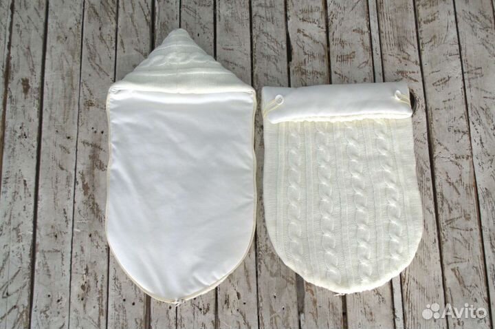 Демисезонный вязанный конверт-кокон