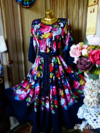 Платье штапельное Узоры Жостово