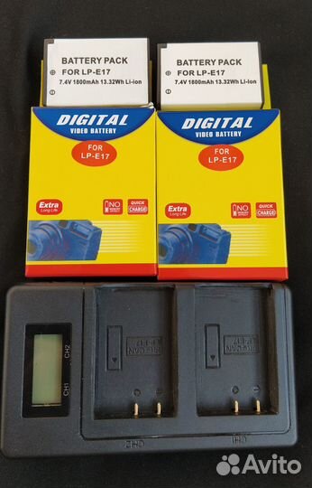 Зарядное устройство и 2 аккумулятор lp-E17 новые