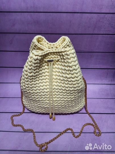 Сумка мешок из трикотажной пряжи