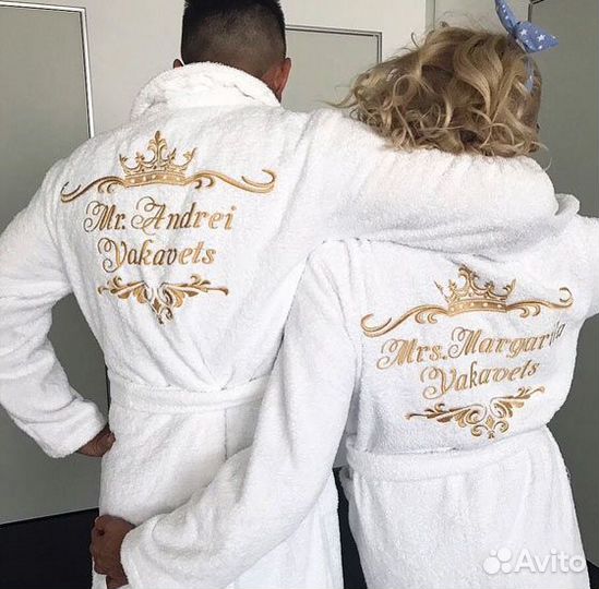 Махровый халат с именной вышивкой на заказ