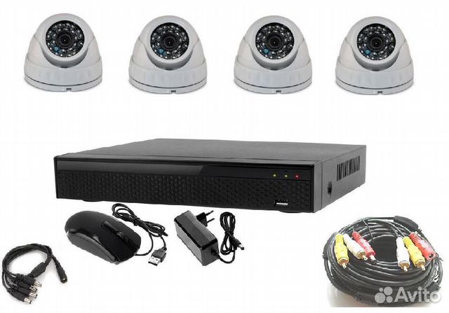 Комплект видеонаблюдения на 4-внутренние камеры