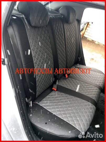 Чехлы Автопилот Kia Soul 1 из экокожи чёрно-серые