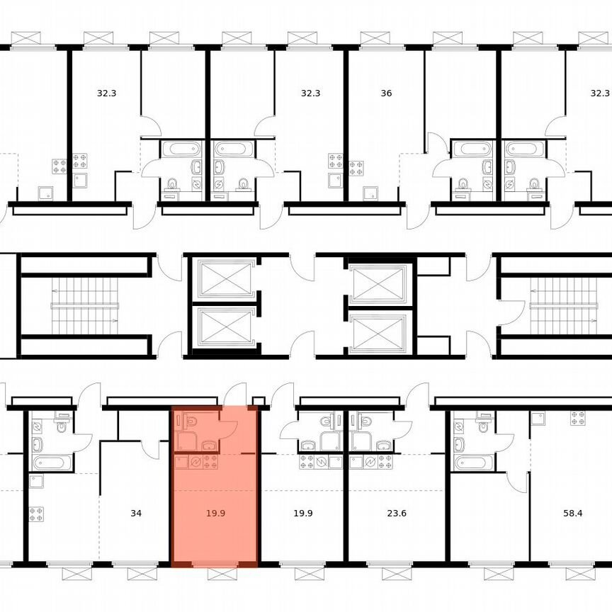 Квартира-студия, 19,9 м², 15/33 эт.