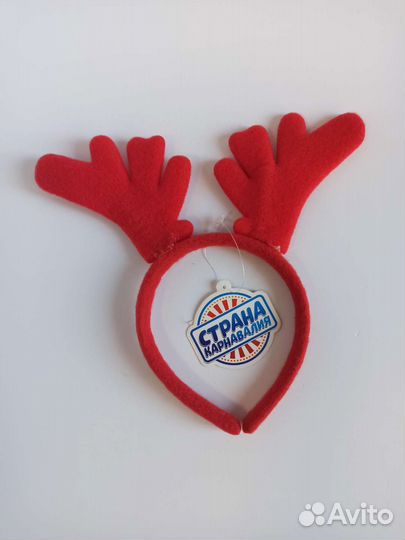 Ободок с оленьими рожками с ёлочками подарок