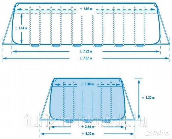 Каркасный бассейн 732 х 366 х 132 см intex 26364