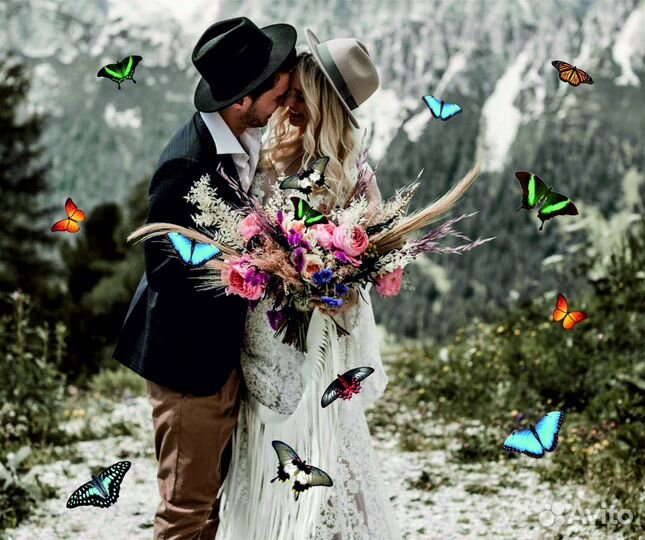 Салют из 20 Живых Тропических Бабочек с/б-303