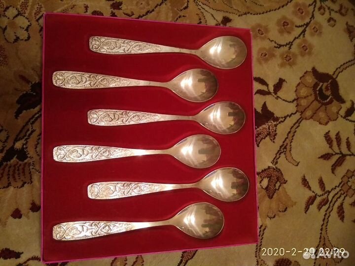 Десертный набор, столовое серебро, ложки