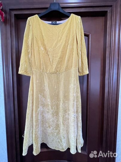 Платье желтое бархат