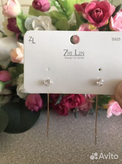 Золотые серьги продевки 585