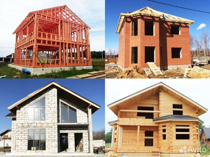 Строительная бригада строителей строит ремонтирует