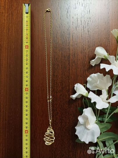 Цепочка с кулоном, бижутерный сплав эмаль стразы