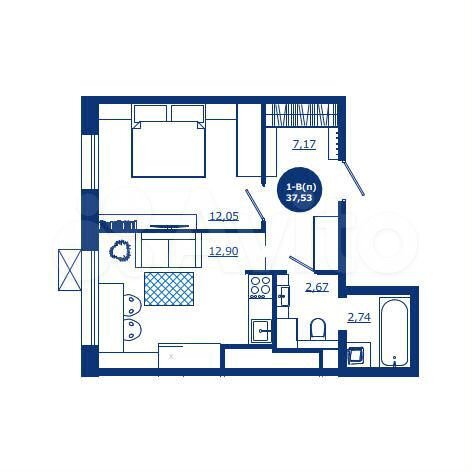 1-к. квартира, 37,5 м², 10/17 эт.