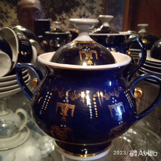 Чайный и кофейный сервиз, кобальт