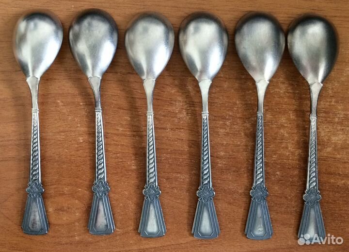 Набор серебряных чайных ложек с эмалью. 916 пр