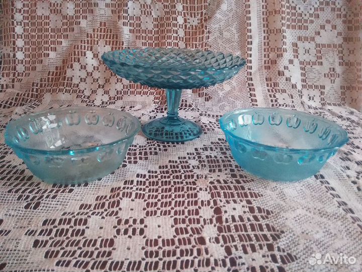 Вазы цветные Купоросное стекло СССР