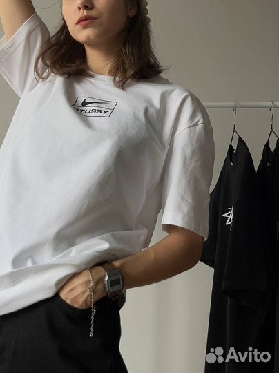 Футболка хлопковая nike х stussy белая