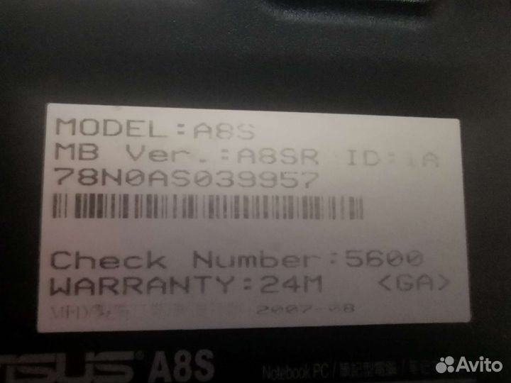 Ноутбук asus на запчасти