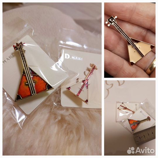Брошки - балалайки, 4 и 5 см