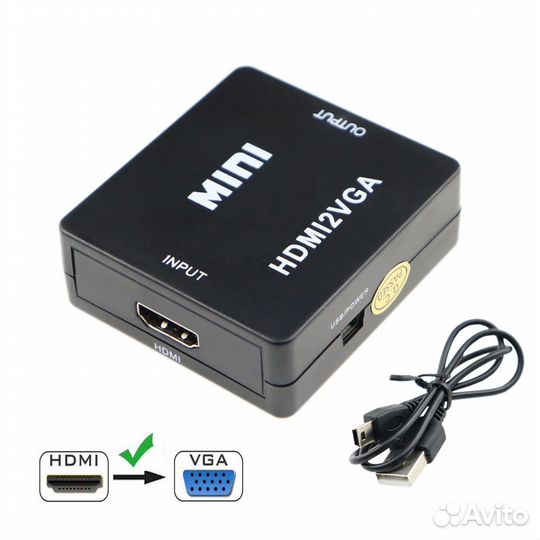 Конвертер hdmi на VGA + аудио 