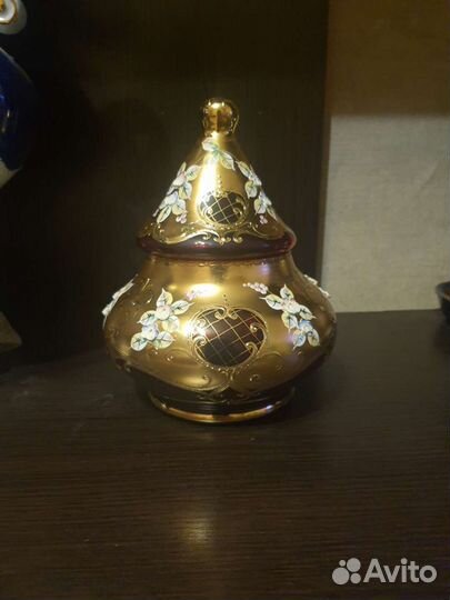 Ваза цветное стекло чехия