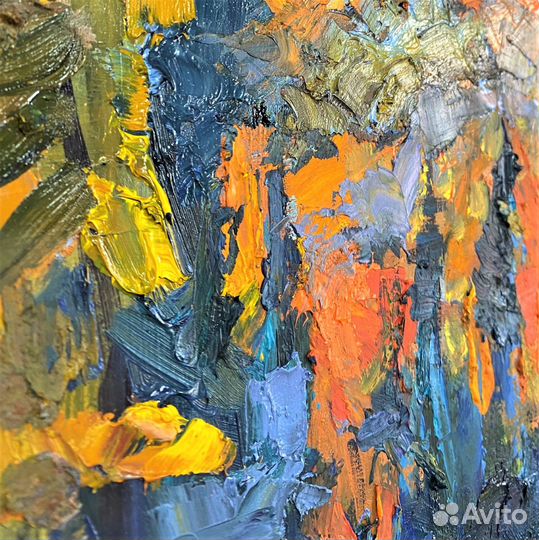 Картина маслом Пейзаж осеннее озеро