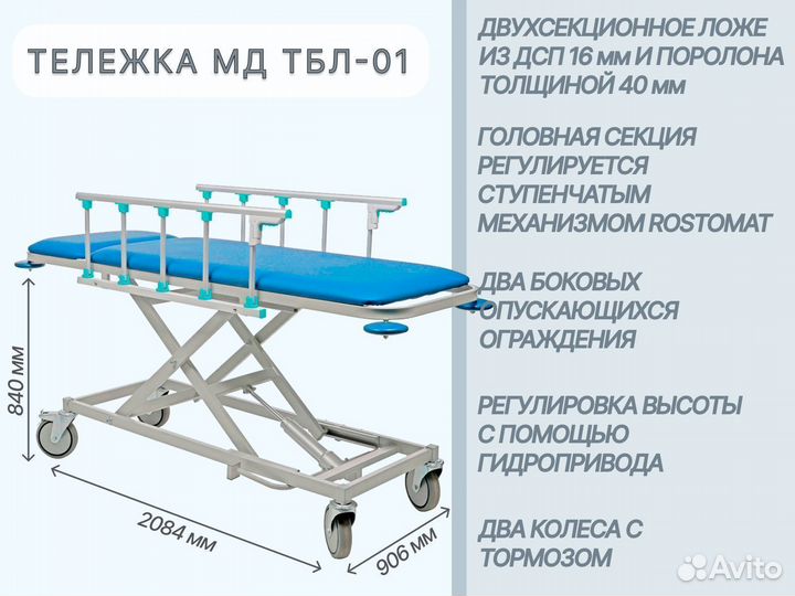 Тележки медицинские д/перевозки больных в Ярославл