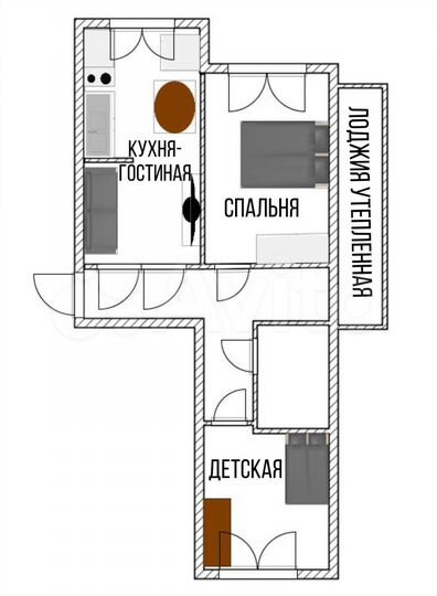 3-к. квартира, 59,2 м², 2/10 эт.