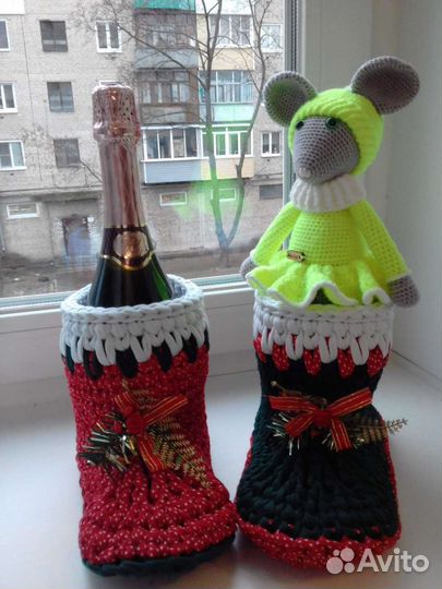 Новогодние сапожки. Ручная работа