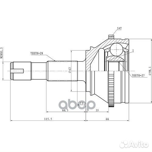 ШРУС fiat ducato 2.3JTD 06- нар. +ABS R15 Z87193R
