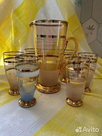 Графин со стаканами богемия СССР