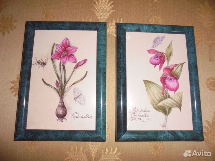 Панно Флора илл Ю.Синицина 12 х 17 см малахит рама