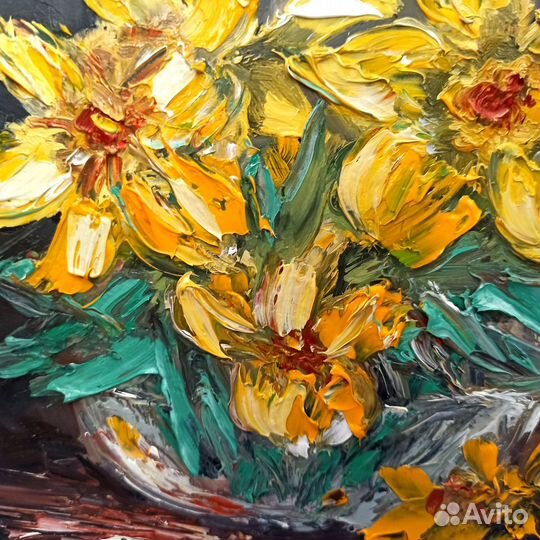 Картина маслом Нарциссы Цветы