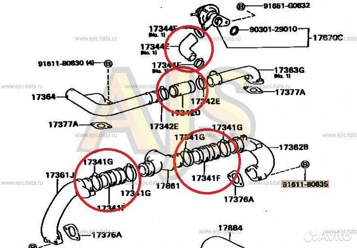 Патрубки турбины Toyota Mark 2 Chaser Cresta JZX90