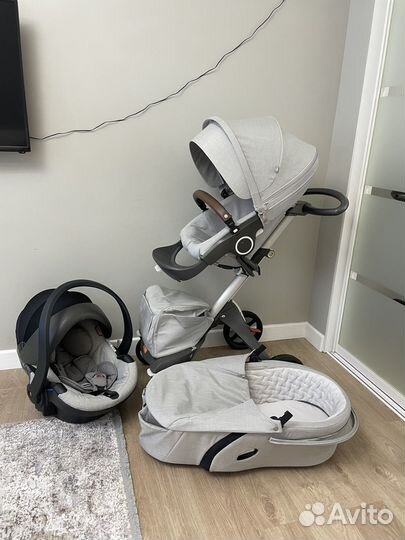 Коляска stokke xplory v6 3 в 1 серая