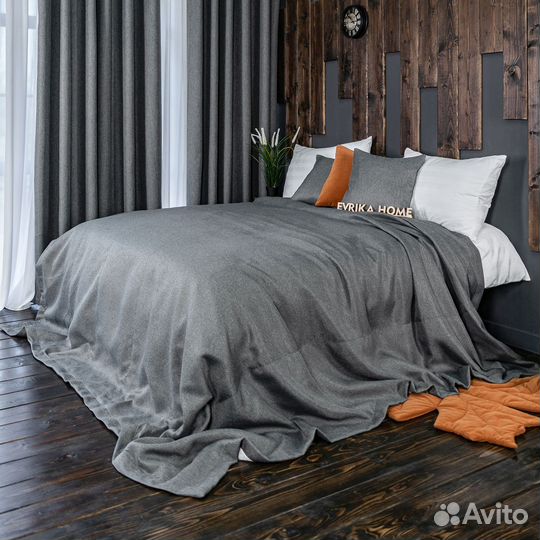 Покрывало орфей тёмно-серый новое плед