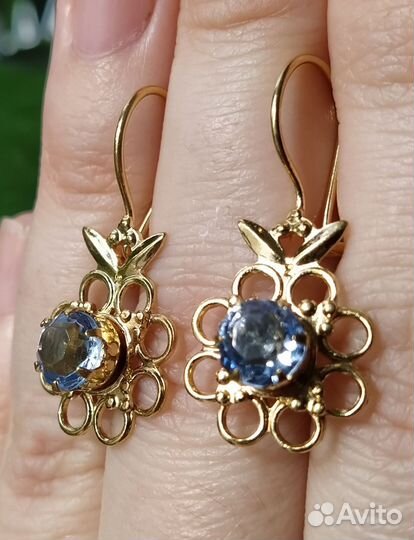 Серьги винтаж СССР позолота клеймо
