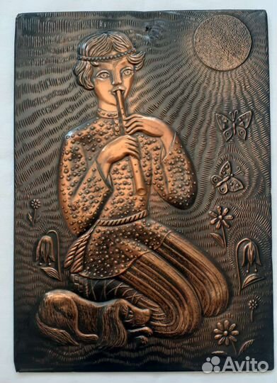 Чеканка медная фабричная рельефная СССР. 10 штук