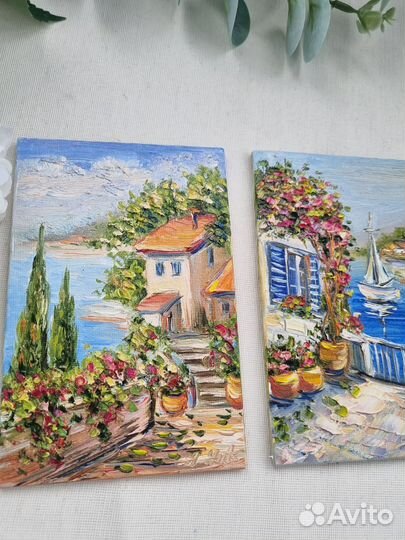 Картины маслом пейзаж Греции лето морской пейзаж