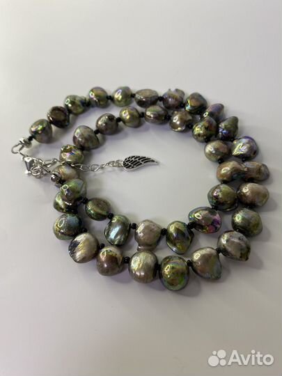 Цветные бусы из натурального жемчуга 45 см