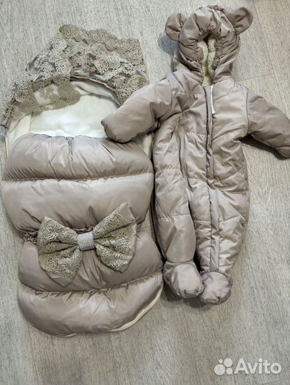 Зимний конверт в коляску на выписку зимний комбез