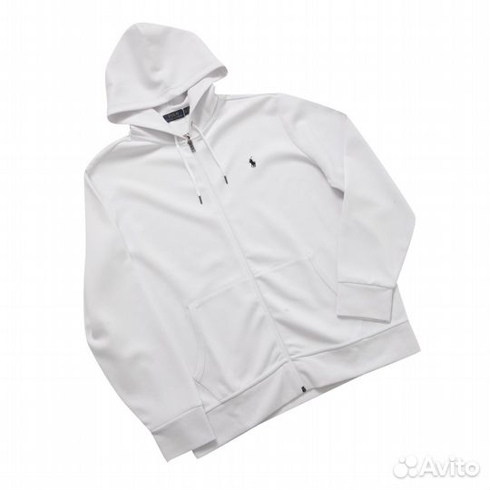 Мужское белое худи на молнии Polo Ralph Lauren