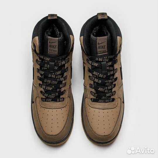 Зимние Кроссовки Nike Air Force 1 Mid Brown / Blac