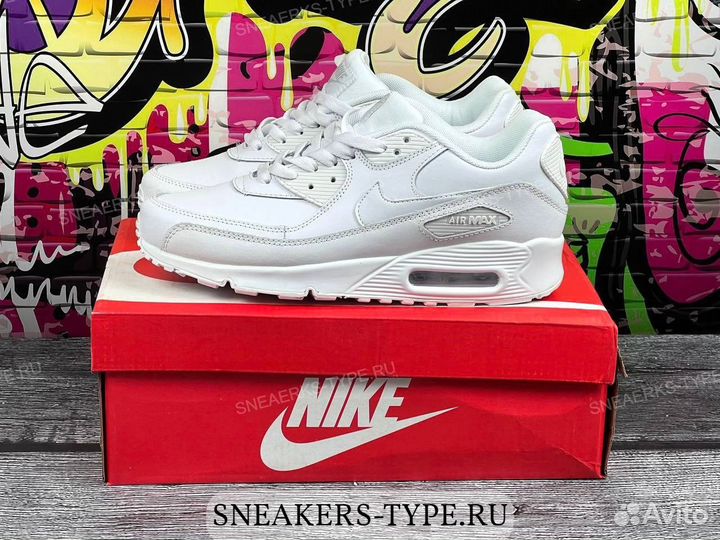 Кроссовки Nike Air Max 90 Leather White (36-45)