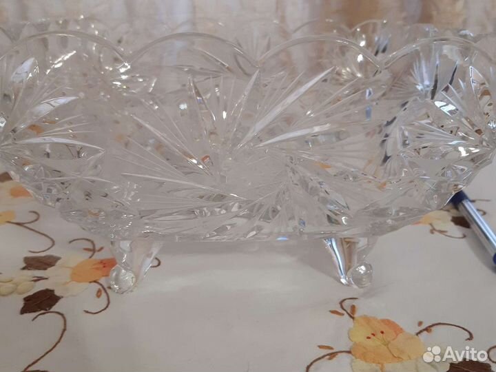 Ваза для фруктов из чешского хрусталя. Богемия