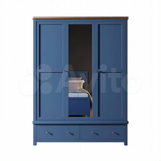 Шкаф Верн 3х створчатый с зеркалом синий